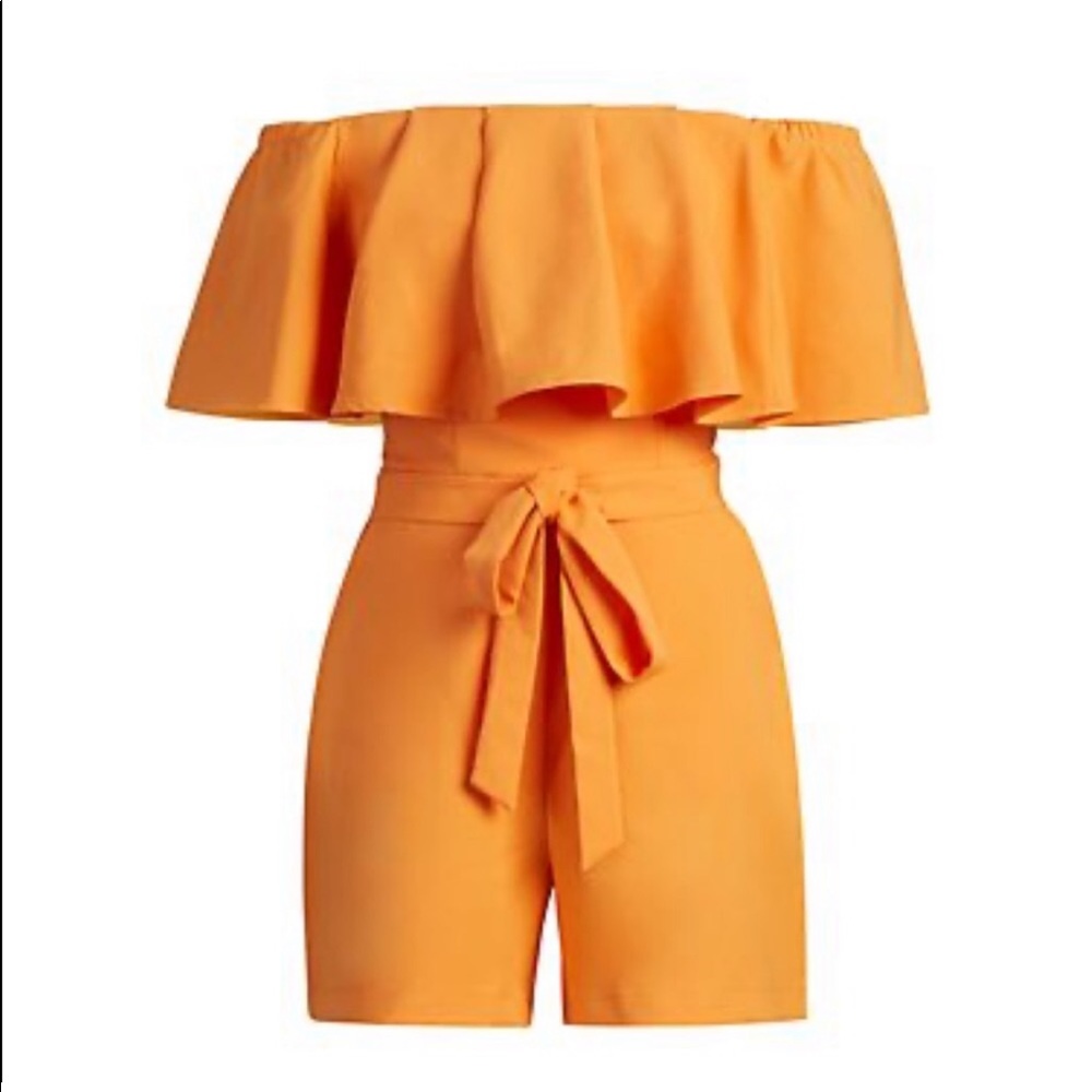 Orange off the shoulder romper
